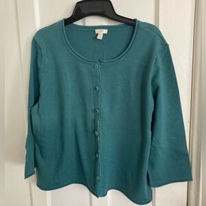 JJill Teal pretty petite cardigan sweater